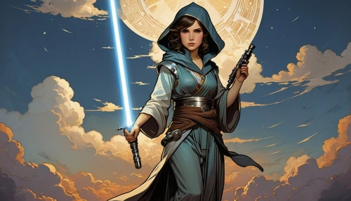 jedi,mulan,cg artwork,sorceress,zodiac sign libra,swordswoman,katana,princess leia,female warrior,sci fiction illustration,lightsaber,violinist violinist of the moon,goddess of justice,star mother,yi sun sin,priestess,the wanderer,warrior woman,libra,imperial coat,Illustration,Retro,Retro 03