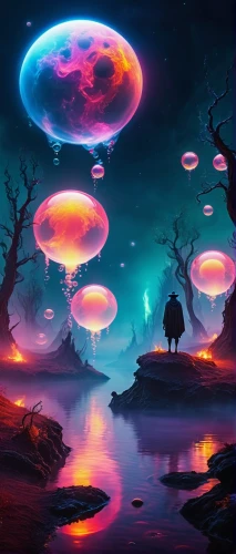 mushroom landscape,alien world,alien planet,fantasy landscape,mushroom island,ufos,futuristic landscape,mushrooms,acid lake,ufo,spheres,planet alien sky,planets,psychedelic art,fantasy picture,cosmos field,fairy world,ufo interior,dream world,alien invasion,Illustration,Realistic Fantasy,Realistic Fantasy 37