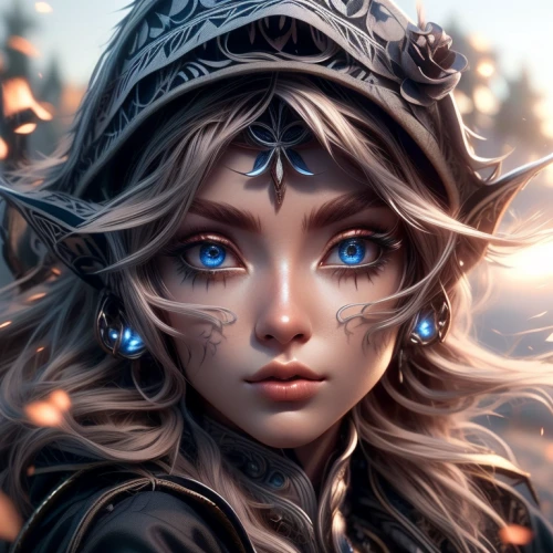 fantasy portrait,violet head elf,blue enchantress,fantasy art,elven,mystical portrait of a girl,blue eyes,fae,faerie,dark elf,sorceress,the blue eye,the enchantress,fantasy picture,elsa,faery,elf,male elf,3d fantasy,elza