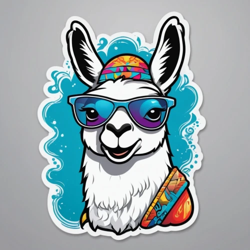 llama,lama,llamas,bazlama,vicuña,twitch icon,alpaca,guanaco,cangaroo,k badge,jackrabbit,twitch logo,mascot,altiplano,jackalope,rainbow rabbit,p badge,growth icon,pubg mascot,y badge,Unique,Design,Sticker