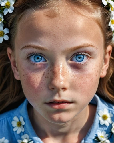 girl in flowers,mystical portrait of a girl,child portrait,children's eyes,photographing children,child girl,flower girl,girl portrait,heterochromia,beautiful girl with flowers,little girl in wind,the little girl,portrait of a girl,girl in a wreath,girl picking flowers,forget-me-not,photos of children,girl in the garden,the girl's face,little girl fairy,Photography,General,Realistic