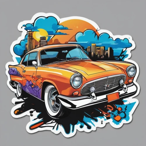 automotive decal,ford maverick,muscle car cartoon,lotus cortina,cartoon car,city car,notchback,ford fairlane,ford prefect,clipart sticker,retro car,chevrolet bel air,ford anglia,opel record,ford el falcon,ford xm falcon,austin cambridge,retro automobile,opel record coupe,gaz-21,Unique,Design,Sticker