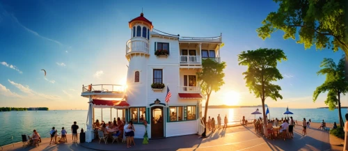 key west,murano lighthouse,seaside resort,mamaia,curacao,lifeguard tower,fisher island,cayo coco,mackinac island,stilt houses,federsee pier,coconut grove,cienfuegos,clearwater beach,balaton,sentosa beach,cube stilt houses,martinique,varadero,stilt house,Photography,General,Cinematic