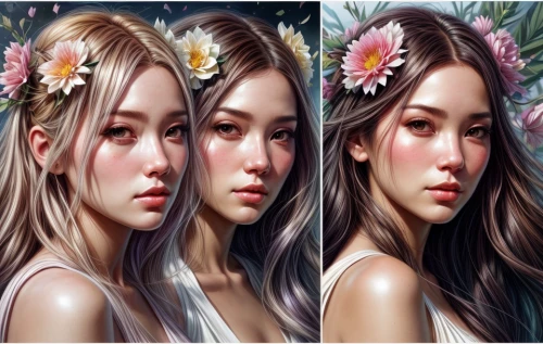 four seasons,three flowers,flowers png,4 seasons,girl in flowers,flower fairy,twin flowers,triplet lily,flower background,retouch,retouching,flower line,natural cosmetic,floral background,portrait background,flower painting,elven flower,world digital painting,beautiful girl with flowers,japanese floral background