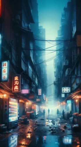 hanoi,kowloon,kowloon city,hong kong,shanghai,world digital painting,taipei,cyberpunk,shinjuku,chongqing,hk,chinatown,tokyo city,busan night scene,tokyo,alleyway,china town,teal blue asia,cityscape,bangkok