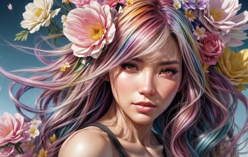 girl in flowers,flower fairy,girl in a wreath,fantasy portrait,flower painting,kahila garland-lily,elven flower,falling flowers,beautiful girl with flowers,flora,portrait background,wreath of flowers,flower art,blooming wreath,floral wreath,flower background,floral background,flowers celestial,faery,flowers png