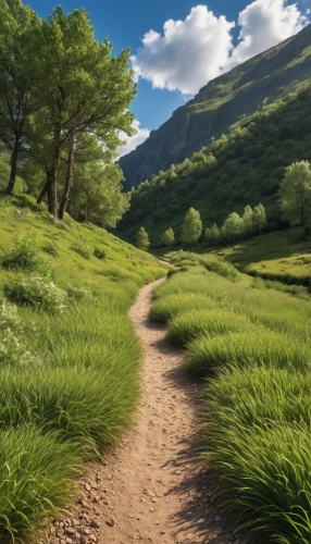 hiking path,aaa,pathway,appalachian trail,meadow landscape,the mystical path,landscape background,mountain meadow,green landscape,salt meadow landscape,alpine route,the way of nature,tree lined path,the path,online path travel,trail,singletrack,forest path,meadow rues,badakhshan national park,Photography,General,Realistic