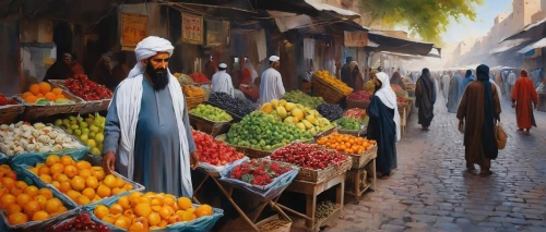 fruit market,marrakech,damascus,vegetable market,souk,marrakesh,the market,vendors,morocco lanterns,market,essaouira,oil painting on canvas,fruit stand,market vegetables,istanbul,vendor,oil painting,morocco,large market,greengrocer,Conceptual Art,Oil color,Oil Color 03