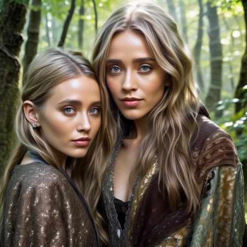 natural beauties,beautiful photo girls,sisters,elves,fairies,two girls,druids,fawns,elven forest,angels,elven,vikings,lionesses,models,two beauties,the night of kupala,in the forest,witches,pretty women,in pairs