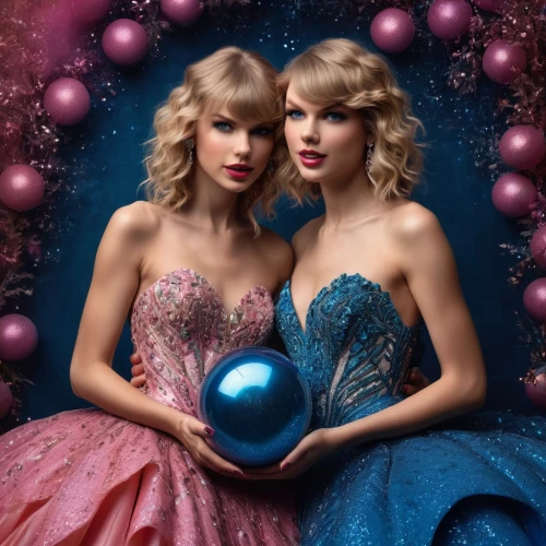 christmas balls background,princesses,wax figures,beauty icons,red and blue,tayberry,fairytales,cd cover,beautiful photo girls,artists of stars,blue balloons,christmas dolls,christmas banner,christmas ball,snowglobes,blue heart balloons,christmas ball ornament,enchanting,album cover,image manipulation,Photography,General,Fantasy