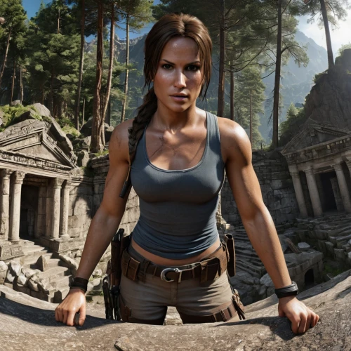 lara,croft,female warrior,maya,huntress,katniss,spartan,digital compositing,bow and arrows,action-adventure game,warrior east,artemisia,neo-stone age,raider,warrior woman,woman holding gun,athena,dacia,massively multiplayer online role-playing game,game art,Photography,General,Realistic