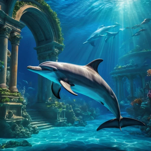 dolphin background,dolphinarium,oceanic dolphins,underwater background,the dolphin,dolphins,underwater world,delfin,dolphins in water,cetacea,mermaid background,giant dolphin,underwater playground,underwater landscape,acquarium,dolphin,aquarium,underwater oasis,atlantis,aquarium decor,Photography,General,Fantasy