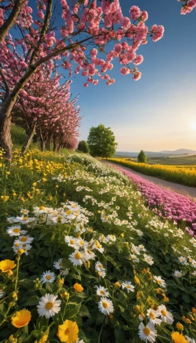 field of flowers,blooming field,flower field,spring background,springtime background,spring nature,flowering meadow,flower meadow,splendor of flowers,blanket of flowers,sea of flowers,flowers field,meadow landscape,colors of spring,flower background,spring blossom,spring meadow,spring morning,spring blossoms,meadow flowers,Photography,General,Realistic