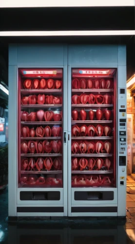 vending machines,refrigerator,meat counter,vending machine,fridge,butcher shop,capsule hotel,preserved food,red apples,coke machine,meat products,laboratory oven,blood collection tube,food storage,meat analogue,kitchen shop,blood collection,display case,autoclave,crate of fruit