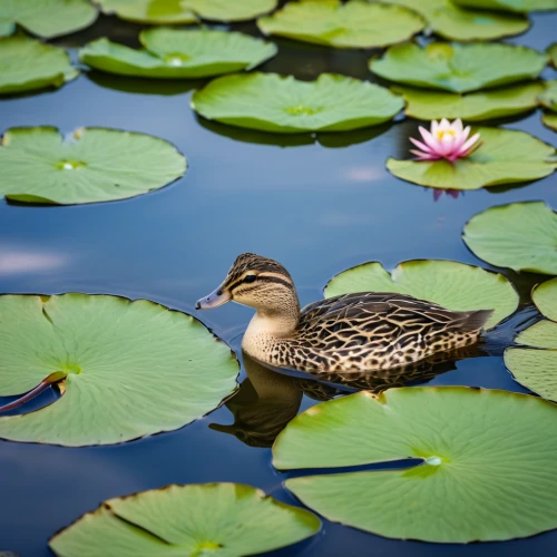 lotus on pond,pond flower,lilly pond,ornamental duck,duck on the water,water lilies,brahminy duck,lily pond,water lilly,lily pad,water fowl,water lily plate,female duck,lotus pond,pond lily,lotuses,water lotus,waterlily,water lily,broadleaf pond lily,Photography,General,Realistic