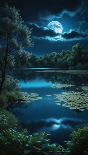 moonlit night,moonlit,evening lake,the night of kupala,blue moon,landscape background,fantasy landscape,fantasy picture,cartoon video game background,lunar landscape,night scene,moonlight,nightscape,calm water,full hd wallpaper,beautiful lake,moonscape,world digital painting,tranquility,full moon,Photography,General,Fantasy
