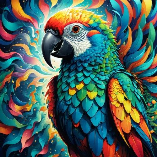 colorful birds,beautiful macaw,macaw,macaw hyacinth,blue macaw,parrot,blue and gold macaw,colorful background,parrots,scarlet macaw,sun parakeet,macaws of south america,blue parrot,bird painting,exotic bird,tropical bird,guacamaya,blue and yellow macaw,parrot couple,macaws,Illustration,Realistic Fantasy,Realistic Fantasy 39