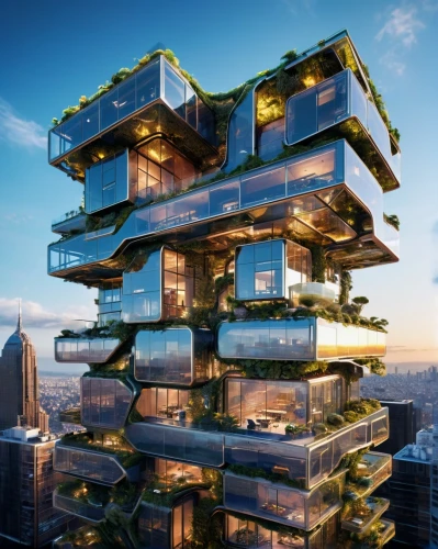 cube stilt houses,sky apartment,futuristic architecture,residential tower,eco-construction,cubic house,penthouse apartment,skyscapers,modern architecture,skyscraper,condominium,eco hotel,multi-storey,skycraper,hudson yards,urban towers,animal tower,tree house,solar cell base,sky space concept,Photography,General,Sci-Fi