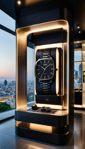 gold watch,world clock,luxury accessories,black and gold,time display,tower clock,timepiece,chronometer,men's watch,open-face watch,wall clock,radio clock,mechanical watch,microwave oven,penthouse apartment,digital clock,luxury property,new year clock,modern kitchen,luxury items