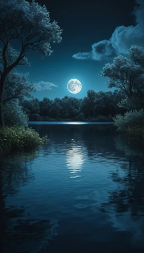 moonlit night,blue moon,moonlit,moonlight,full moon,the night of kupala,landscape background,evening lake,moon and star background,lunar landscape,moon at night,moon night,fantasy picture,moonscape,moonrise,blue moon rose,calm water,full hd wallpaper,blue moment,tranquility,Photography,General,Fantasy