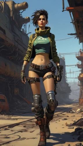 fallout4,female worker,steampunk,croft,boots turned backwards,fallout,cargo pants,skort,shipyard,streampunk,engineer,female warrior,combat medic,construction worker,pirate,cyberpunk,wasteland,mad max,fresh fallout,kosmea,Conceptual Art,Sci-Fi,Sci-Fi 01