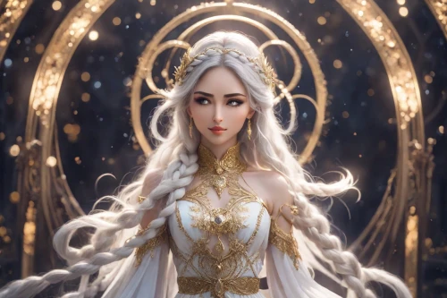 golden wreath,fantasy portrait,golden crown,the snow queen,mary-gold,priestess,elven,elsa,ice queen,christmas angel,angel,star mother,the prophet mary,baroque angel,zodiac sign libra,celtic queen,the angel with the veronica veil,fatima,queen of the night,bridal veil,Photography,Natural