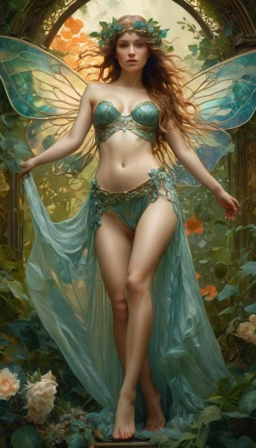 water nymph,rusalka,faerie,fae,faery,siren,baroque angel,flower fairy,fantasy portrait,venus,dryad,flora,fairy queen,virgo,garden fairy,secret garden of venus,fantasy woman,angel,fantasy picture,fantasy art,Conceptual Art,Fantasy,Fantasy 05