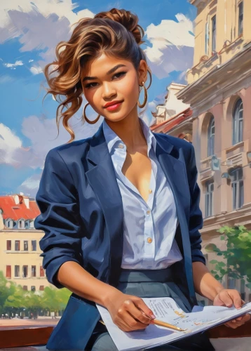 girl at the computer,girl studying,girl in a historic way,secretary,businesswoman,painting technique,meticulous painting,pisa,business woman,art painting,office worker,bussiness woman,city ​​portrait,portrait background,business girl,romantic portrait,girl on the river,woman at cafe,administrator,spy,Conceptual Art,Oil color,Oil Color 10