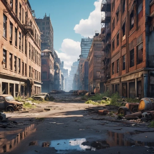 destroyed city,fallout4,post-apocalyptic landscape,post apocalyptic,detroit,post-apocalypse,wasteland,new york streets,manhattan,dystopian,ghost town,apocalyptic,dystopia,street canyon,harlem,old linden alley,wonder woman city,development concept,rescue alley,fallout,Photography,General,Realistic