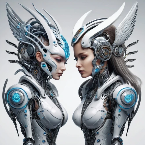 cybernetics,gemini,sci fiction illustration,biomechanical,scifi,cyborg,fantasy art,machines,sci fi,ice queen,armor,concept art,in pairs,robots,cg artwork,fractal design,3d fantasy,alien warrior,avatar,armour,Conceptual Art,Sci-Fi,Sci-Fi 03