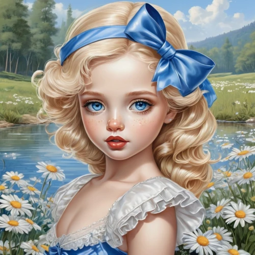 painter doll,girl in flowers,child portrait,girl picking flowers,the blonde in the river,little girl in wind,romantic portrait,flower painting,flower girl,eglantine,girl on the river,blue daisies,artist doll,portrait of a girl,child girl,lilly of the valley,doll's facial features,female doll,girl doll,girl portrait,Photography,Fashion Photography,Fashion Photography 02