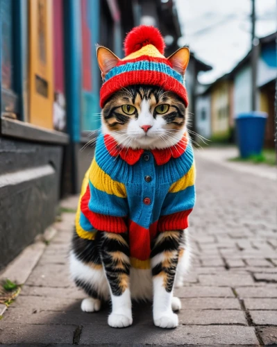 street cat,cute cat,cat european,cat image,chinese pastoral cat,cat sparrow,scarf animal,winter clothing,alley cat,animals play dress-up,cartoon cat,street fashion,christmas knit,vintage cat,knitwear,winter clothes,christmas sweater,fashionable,fashionable clothes,fashionista,Photography,General,Fantasy