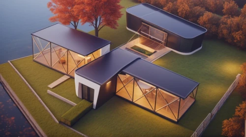 cube stilt houses,inverted cottage,cubic house,floating huts,3d rendering,cube house,mid century house,modern architecture,isometric,frame house,modern house,house with lake,mirror house,archidaily,house shape,house in the forest,grass roof,folding roof,eco-construction,render,Photography,General,Commercial