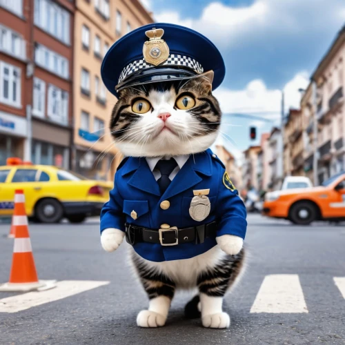 traffic cop,policeman,police officer,officer,police hat,street cat,a police dog,police dog,police uniforms,police force,policia,security guard,police,nypd,criminal police,cat european,policewoman,police check,police work,cat image,Photography,General,Realistic