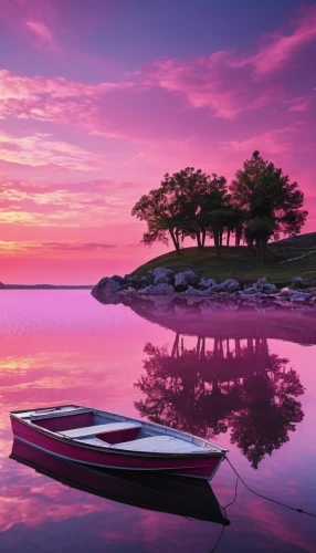 pink dawn,boat landscape,old wooden boat at sunrise,purple landscape,calm waters,tranquility,splendid colors,sailing blue purple,calm water,pink-purple,incredible sunset over the lake,dusky pink,purple and pink,cape cod,beautiful lake,reflection in water,deep pink,rose pink colors,lake ontario,reflections in water,Photography,General,Realistic