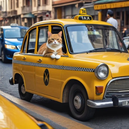 taxi,yellow taxi,new york taxi,taxi cab,cab driver,city car,taxicabs,cat european,yellow cab,vintage cat,fiat multipla,street cat,corgi,figaro,fiat cinquecento,cabs,yellow car,cinquecento,fiat 600,piaggio ciao,Photography,General,Realistic