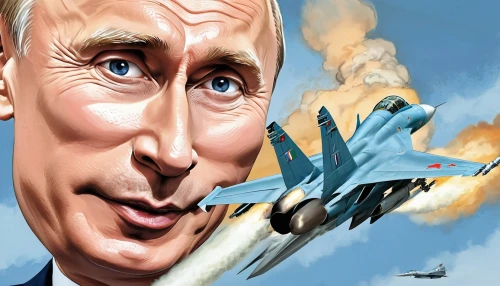 putin,sukhoi su-27,sukhoi su-30mkk,sukhoi su-35bm,russkiy toy,missile,supersonic fighter,off russian energy,nuclear weapons,theater of war,bombing,russia,rubles,caricature,mikoyan mig-29,moscow watchdog,missiles,supersonic aircraft,vladimir,f-16,Illustration,Abstract Fantasy,Abstract Fantasy 23