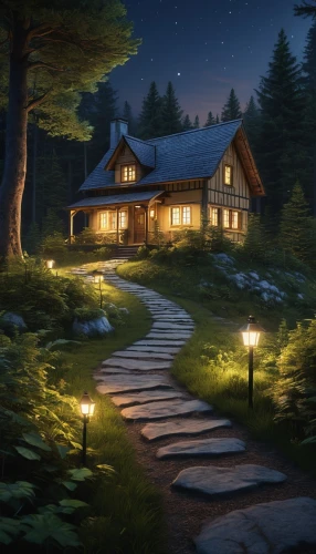 the cabin in the mountains,house in the forest,summer cottage,house in mountains,house in the mountains,home landscape,cottage,log home,small cabin,beautiful home,lonely house,chalet,log cabin,wooden house,little house,summer house,lodge,night scene,cabin,holiday home,Photography,General,Realistic