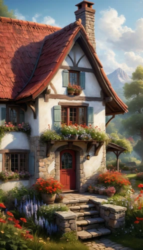 country cottage,home landscape,beautiful home,little house,summer cottage,country house,cottage,traditional house,house in mountains,house in the forest,house in the mountains,lonely house,swiss house,farm house,house painting,small house,farmhouse,ancient house,country estate,old home,Illustration,Realistic Fantasy,Realistic Fantasy 01