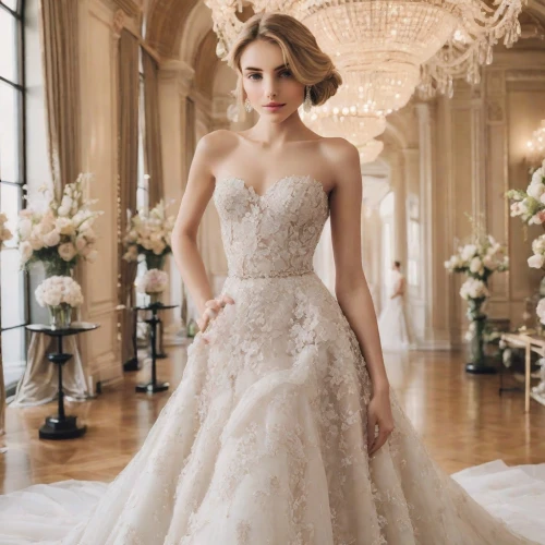 wedding gown,wedding dresses,wedding dress,bridal dress,wedding dress train,quinceanera dresses,ball gown,blonde in wedding dress,bridal party dress,bridal clothing,bridal,debutante,strapless dress,silver wedding,marry,walking down the aisle,overskirt,bride,wedding photo,lily-rose melody depp,Photography,Realistic