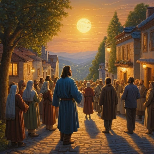 pilgrims,church painting,procession,pilgrimage,bethlehem,way of the cross,pilgrim,nativity of christ,nativity of jesus,village scene,contemporary witnesses,pentecost,the first sunday of advent,the third sunday of advent,sankt johann in tirol,the pied piper of hamelin,the second sunday of advent,twelve apostle,candlemas,genesis land in jerusalem