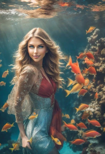 underwater background,mermaid background,the blonde in the river,celtic woman,the sea maid,mermaid,under the sea,believe in mermaids,photoshop manipulation,girl with a dolphin,mermaid vectors,fantasy picture,photo manipulation,merfolk,photomanipulation,aquatic life,under the water,god of the sea,the zodiac sign pisces,the people in the sea,Photography,Realistic