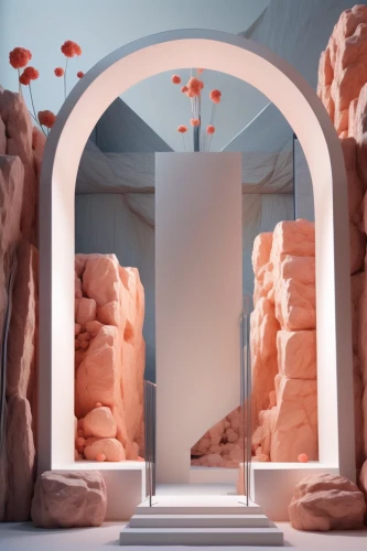 cave church,stage design,arches,clay animation,3d fantasy,semi circle arch,diorama,rock arch,ice hotel,round arch,cinema 4d,virtual landscape,igloo,3d render,empty tomb,door to hell,natural arch,el arco,aquarium decor,low poly