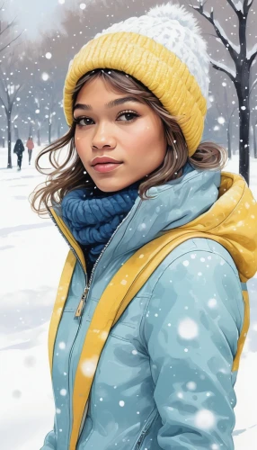 winter background,snow scene,snow drawing,children's background,winter clothes,winter clothing,girl wearing hat,winterblueher,winters,christmas snowy background,photo painting,winter animals,in the snow,winter sports,winter,little girl in wind,snow landscape,winter sport,girl drawing,colored pencil background,Illustration,Paper based,Paper Based 03