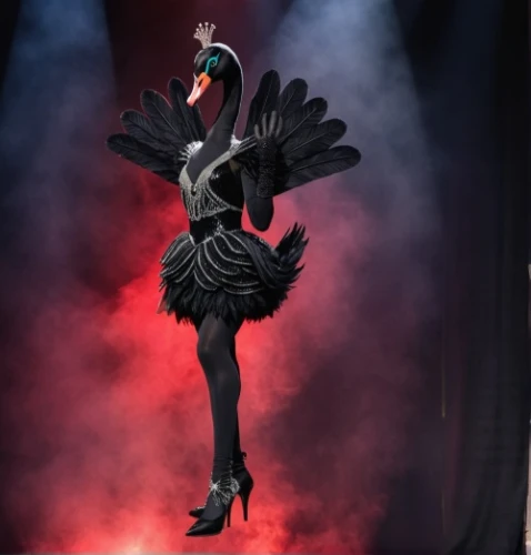 neo-burlesque,flamenco,burlesque,great as a stilt performer,crow queen,black swan,showgirl,cabaret,performer,cirque du soleil,black macaws sari,black angel,ballerina,mourning swan,mina bird,3d crow,dancer,queen of the night,ballet don quijote,ballet tutu