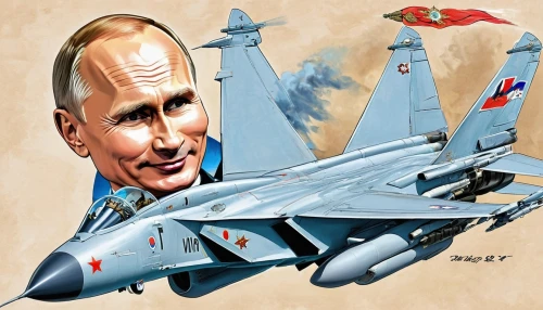 sukhoi su-30mkk,sukhoi su-35bm,sukhoi su-27,mikoyan mig-29,f-16,putin,mikoyan-gurevich mig-21,kai t-50 golden eagle,f-15,supersonic fighter,eagle vector,russkiy toy,extra ea-300,caricature,vladimir,russia,iai kfir,f a-18c,beagle-harrier,dassault rafale,Illustration,Abstract Fantasy,Abstract Fantasy 23