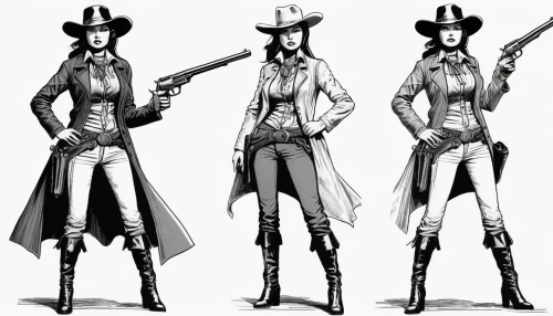 cowboy silhouettes,cowboy bone,gunfighter,revolvers,cowgirl,cowgirls,cowboy,wild west,sheriff,western,cowboy beans,girl with a gun,western riding,musketeer,cowboys,pistols,cowboy mounted shooting,cowboy action shooting,fashion vector,steampunk,Illustration,Black and White,Black and White 17