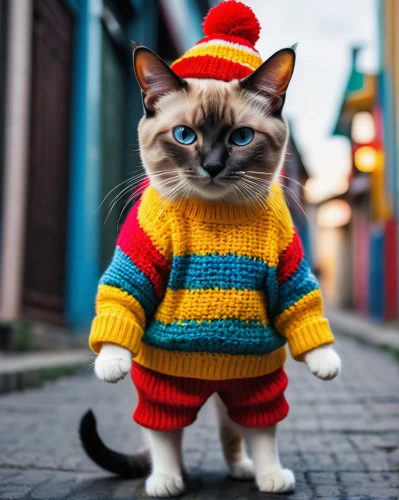 street cat,oktoberfest cats,cat european,animals play dress-up,cat image,knitwear,cute cat,cat warrior,cartoon cat,siamese cat,chinese pastoral cat,vintage cat,alley cat,funny cat,napoleon cat,doll cat,fashionista,animal feline,fashionable,fashionable clothes,Photography,General,Fantasy