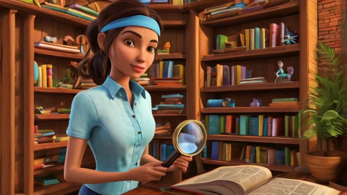 librarian,girl studying,bookkeeper,sci fiction illustration,reading magnifying glass,bookworm,housekeeper,agnes,scholar,publish a book online,investigator,library book,bookstore,bookcase,bookshelves,book illustration,cute cartoon image,magic book,inspector,book store,Illustration,American Style,American Style 01