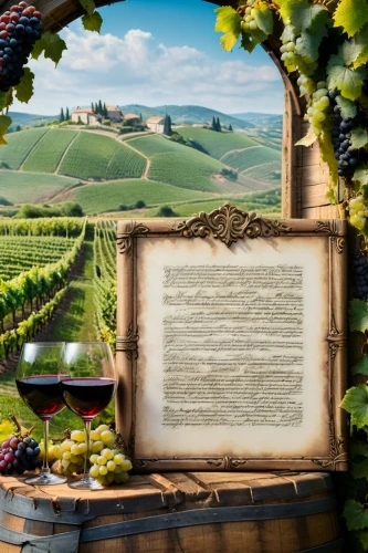 viticulture,vineyards,wine cultures,tuscan,wine region,vineyard,wine barrel,french digital background,castle vineyard,parchment,wine harvest,frame border illustration,wine-growing area,winemaker,wine grapes,olive grove,wild wine,wines,wine country,tuscany,Photography,General,Fantasy